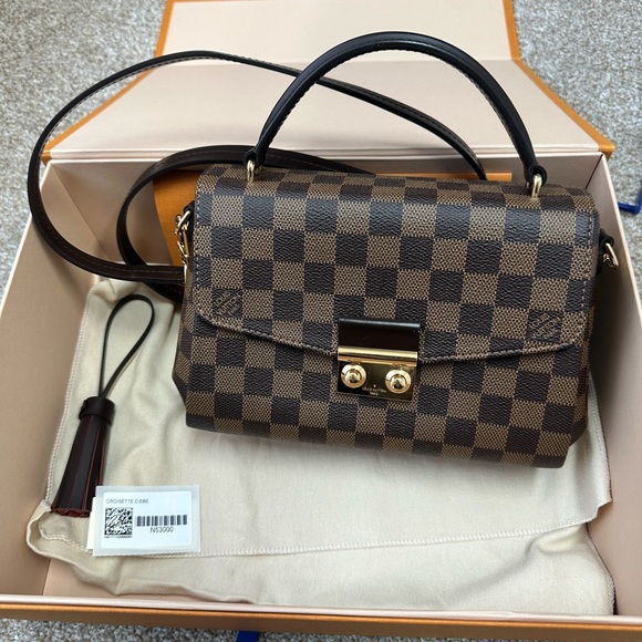 Louis Vuitton Brown Damier Ebene Top-Handle Satchel with Gold Hardware - Picture 4 of 4